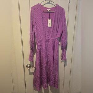 Elegant Long Sleeve Purple Dress